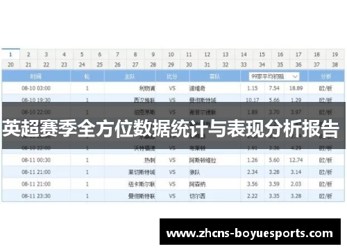 英超赛季全方位数据统计与表现分析报告 英超赛季全方位数据统计与表现分析报告